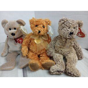 Beanie Baby: Brown Teddy Bears Ty Babies Lot Of 3 Harry Teddy 1999 Signature